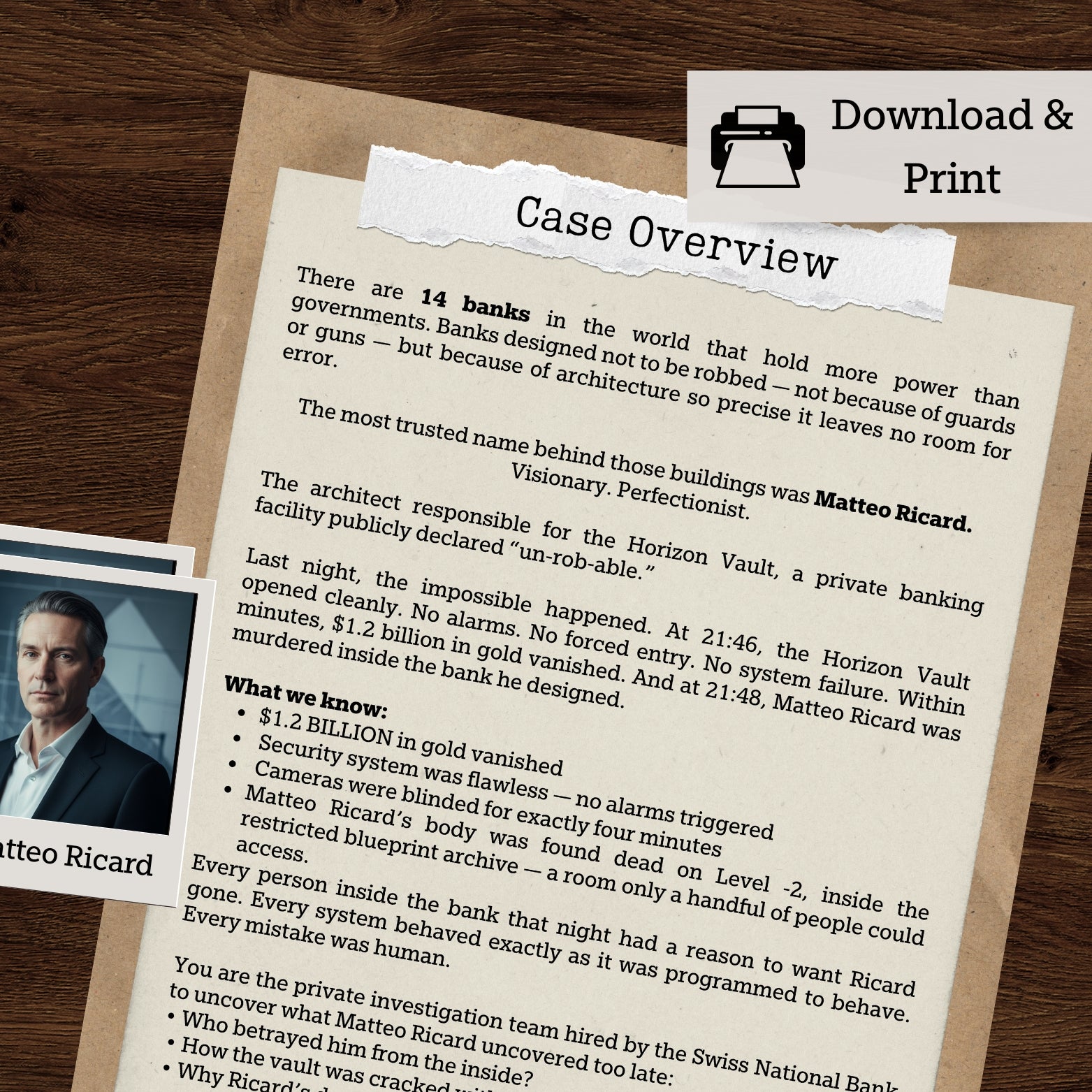 The Billion Dollar Blueprint - Matteo Ricard - Murder Case File